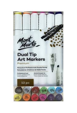 Mont Marte Dual Tip Art Markers Premium 12pc (MMPM0022) | 
