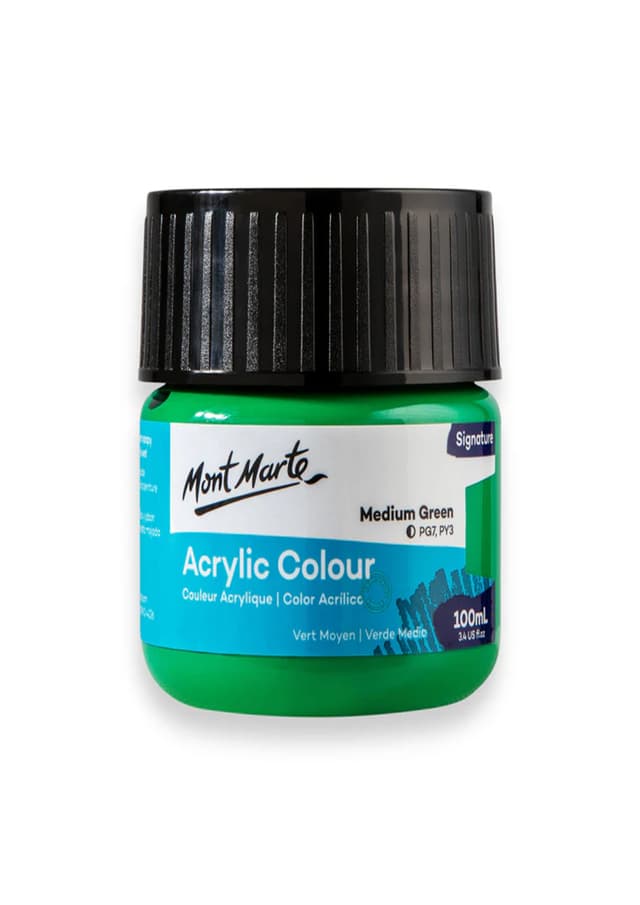 Mont Marte Acrylic Colour Paint Signature 100ml Medium Green (MSCH1023) | 