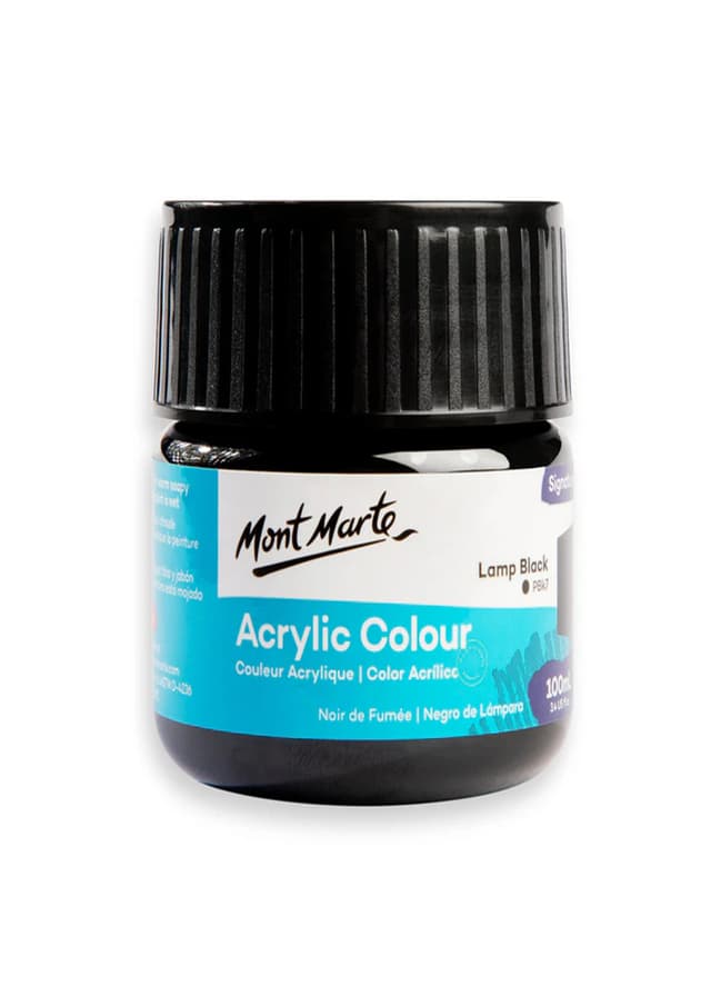 Mont Marte Acrylic Colour Lamp Black 100ml (MSCH1032) | 