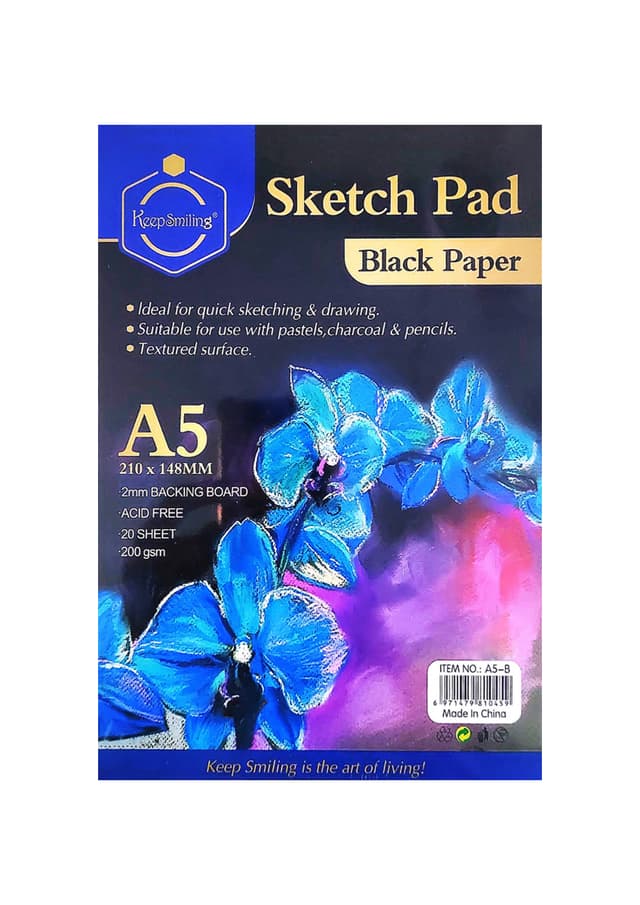 KeepSmiling Sketch Pad A5 Black Paper - A5-B | 