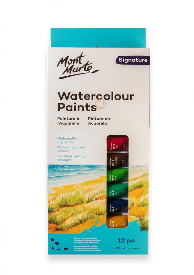 Mont Marte Watercolour Paints 12pc x 12ml (PMHS0136) | 
