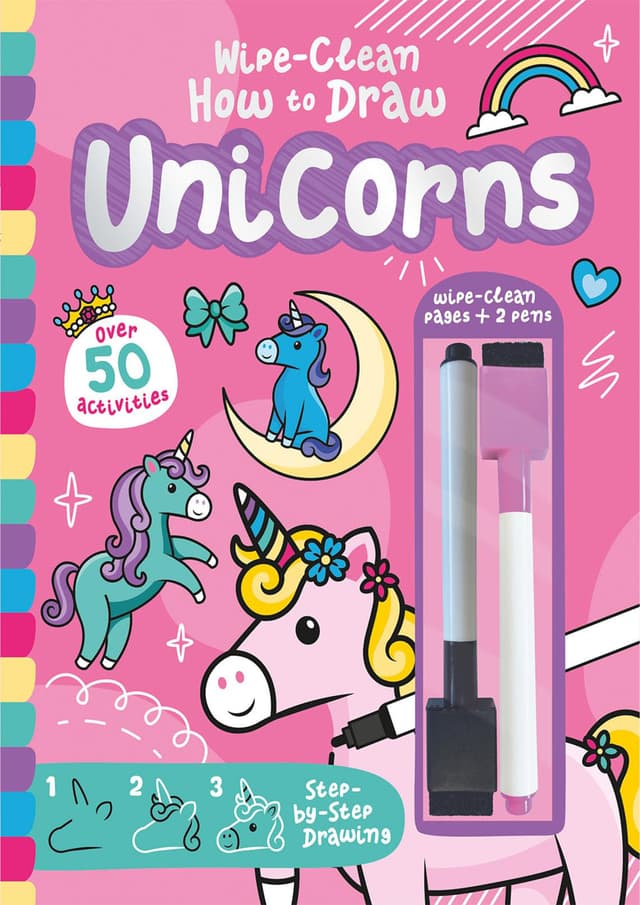 Wipe-Clean How to Draw Unicorns (হার্ডকভার) | Wipe-Clean How to Draw Unicorns (Hardcover)