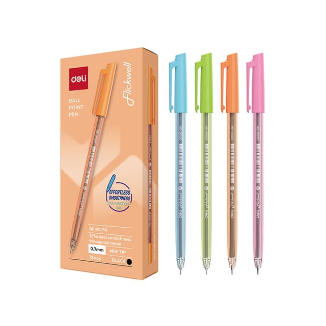 Deli Flickwell Ballpoint Pen -Q100C-BK |